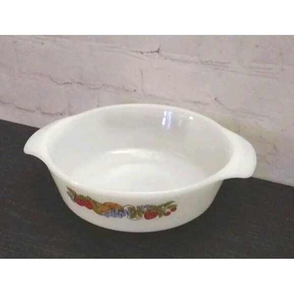 Vintage Fire King Anchor Hocking Fruit Harvest #436 Round Casserole Dish 1 Qt - Picture 3 of 6
